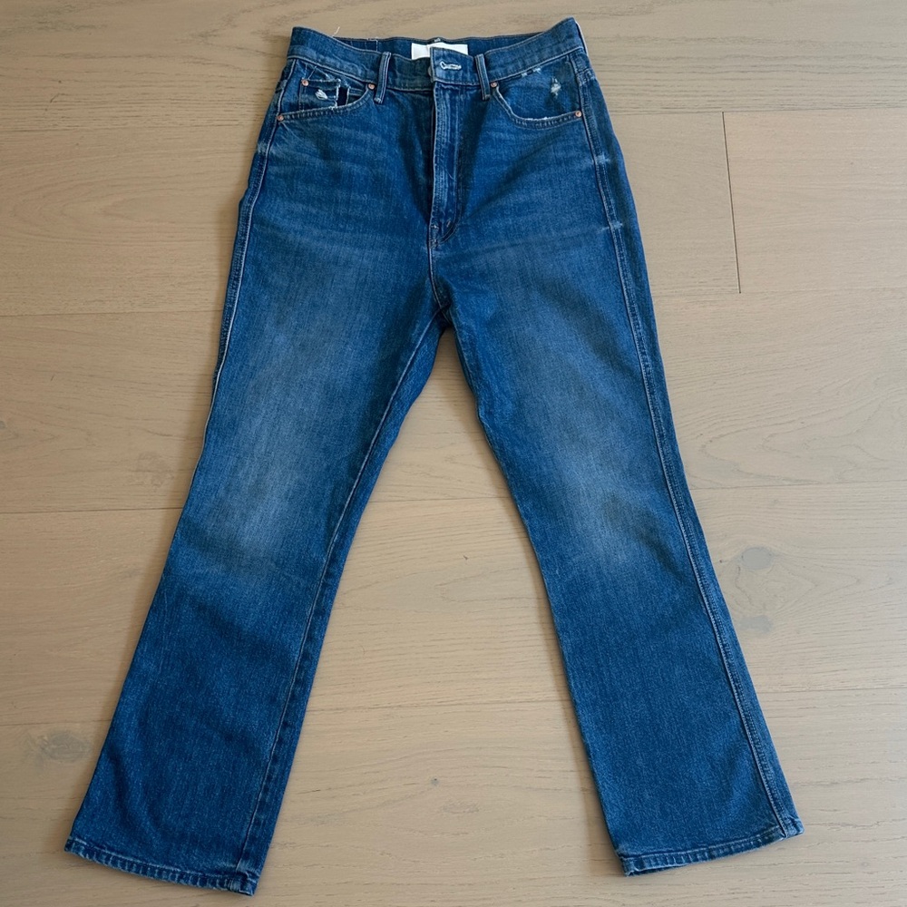 MOTHER Women's Boot Cut Jeans - Blue- “high waisted smokin double ankle”